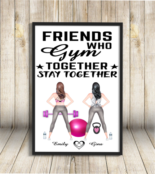 Best Friends Gym Friends Custom A4 Print, Personalised Friends - Click Image to Close